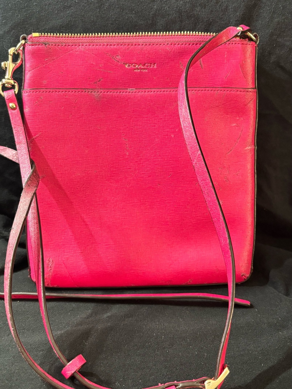 Coach Hot Pink Crossbody Bag with Gold Hardware